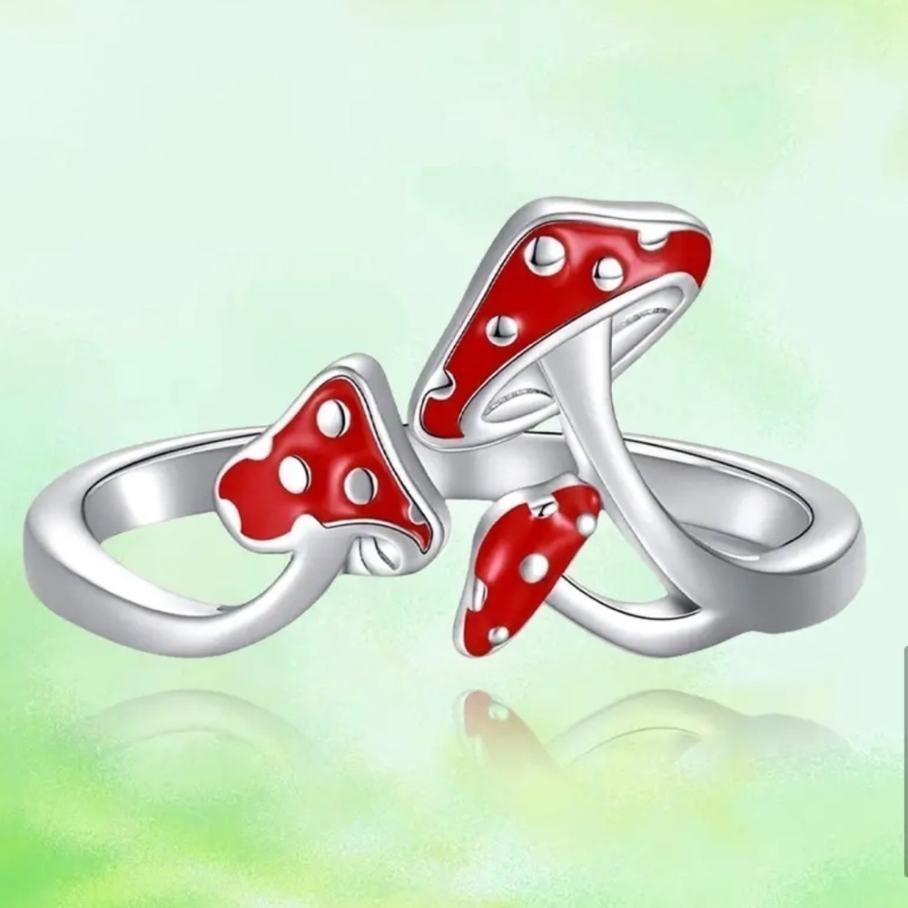 Mushroom Ring Open Adjustable One Size Unisex